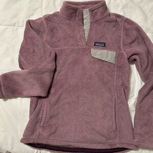 Patagonia synchilla snap Fleece Pullover in Dusty Mauve with Light Gray Trim